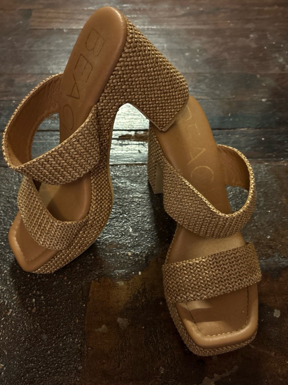 Beach Riot Woven Double-Band Wedge Sandals - Cognac